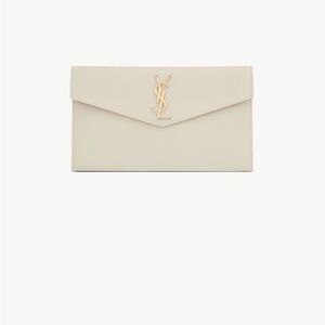 Yves Saint Laurent Cream Clutch with Gold Logo